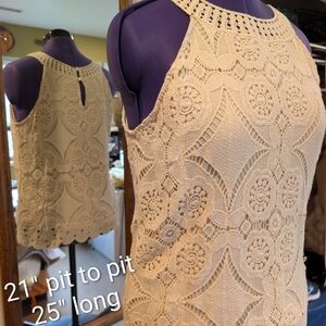 Adiva Women’s Cream Crochet Halter Tank Top